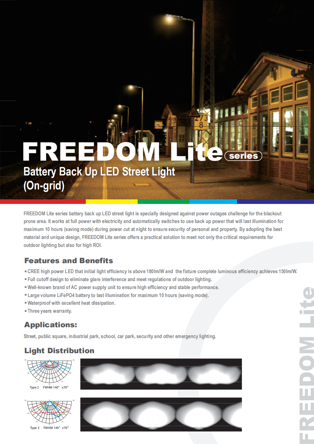 Freedom Lite 시리즈 배터리 백업 그리드형 태양광 LED 가로등 CECEP Lattice Technnology CO